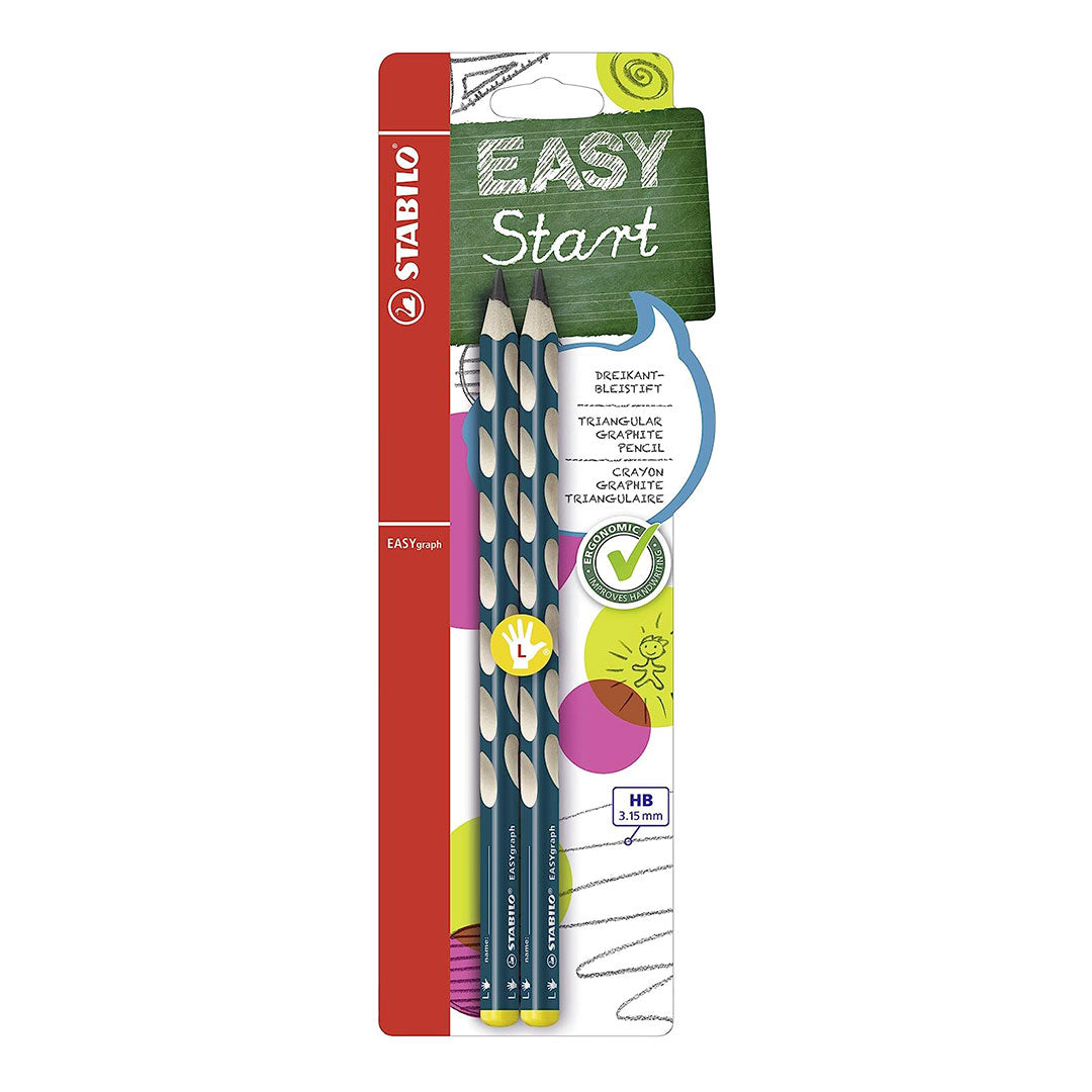 Stabilo | Easygraph Pencil | 2 Pack | Left Handed | HB Petrol Stabilo